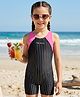 Pine Active Sleeveless Striped Legged Swimsuit - Black