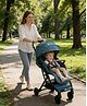 Babyhug Compact Fold Baby Stroller with Trolley Handle & Linked Brake | One-Hand Fold| 5-Point Harness| Multi-Recline Seat| Shock Absorbing Wheels| Concealed Linked Brake  Blue