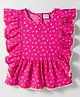 Kookie Kids Woven Frill Sleeves Top With Floral Print - Pink