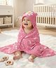 Babyhug Cotton Knit Hooded Wrapper With Floral Print L 65 x B 61 cm - Pink