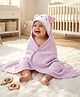 Babyhug Cotton Knit Hooded Wrapper With Polka Dots & Bow Applique L 65 x B 61 cm - Lavender