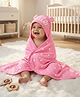 Babyhug Cotton Knit Hooded Wrapper With Hearts Print L 65 x B 61 cm - Pink