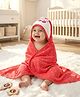 Babyhug Cotton Knit Hooded Wrapper With Polka Dots Print & Bow Applique L 65 x B 61 cm - Red