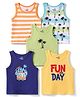 Doodle Poodle 100% Cotton Knit Sleeveless Striped & Tree Printed Vests Pack of 5 - Multicolor