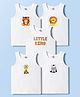 Doodle Poodle 100% Cotton Knit Sleeveless Animal Printed Vests Pack of 5 - White