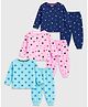 KUCHIPOO Cotton Blend Knit Pack Of 3 Full Sleeves Hearts And Stars Printed Co-Ordinating Tees & Joggers Set - Multi Colour