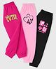 KUCHIPOO Fleece Knit Pack Of 3 Hearts And Typography Printed Trackpants - Multi Colour