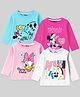 KUCHIPOO Cotton Blend Knit  Mickey & Friends Featuring Pack Of 4 Full Sleeves Minnie Mouse & Daisy Duck Printed Tees - Multi Colour