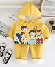 Googo Gaaga Fleece Knit Full Sleeves Kids Printed Winter Hooded Sweatshirt & Trousers Set - Yellow