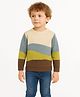 Sportking Knit Full Sleeves Colour Blocked Light Winter Sweater - Beige