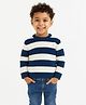 Sportking Knit Full Sleeves  Striped Light Winter Sweater - Blue