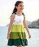 Pine Kids Cotton Knit Sleeveless Tiered Frock with Floral Embroidery - Multicolor