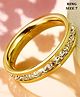TEULRIP Anti Tarnish Stainless Steel Cubic Zirconia Circle Ring 2g- Golden