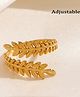 TEULRIP Anti Tarnish Stainless Steel Leaf Shaped Open Adjustable Ring 2 g - Golden