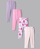 Bonfino 100% Cotton Rib Knit Full Length Heart Printed Leggings Pack of 4 - Multicolor
