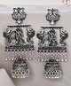 JEWELS NEST- Antique Silver Temple Jhumka Earrings with Intricate Detailing-30 g