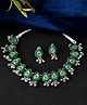 JEWELS NEST- Oxidised Silver Peacock Feather Necklace with Matching Earrings Set- Green-40 g