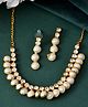 JEWELS NEST-Gold-Plated White Beaded & Stone-Studded Adjustable Choker Necklace- GOLD- 30 g