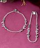 JEWELS NEST Set of 2 Silver-Plated Stainless Steel Evil Eye & Heart Charm Beaded Anklets