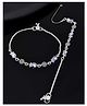 JEWELS NEST- Set of 2 Silver-plated Stainless Steel Paisley & Floral Charm Anklets- Silver