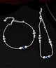 JEWELS NEST-Silver-Plated Stainless Steel Anklet Set with Evil Eye & Metallic Charms- SILVER- 30 g