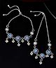 JEWELS NEST - Set of 2 Silver-Plated Stainless Steel Evil Eye & Stone-Studded Beaded Anklets-SILVER- 30 g