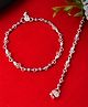 JEWELS NEST - Set of 2 Silver-Plated Stainless Steel Anklets with Pink Artificial Beads- PINK