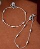 JEWELS NEST - Set of 2 Traditional Silver-Plated Ball & Chain Anklets-SILVER