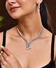 JEWELS NEST - Silver-Plated American Diamond Necklace Set with Teardrop CZ Stones- Silver- 50 g