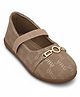 Chiu Abstract Designed Velcro Closure Ballerinas - Beige