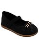 Chiu Abstract Designed Velcro Closure Ballerinas - Black