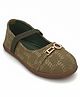 Chiu Abstract Designed Velcro Closure Ballerinas - Green