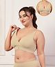 Zelena 92% Cotton 8% Lycra Woven Solid Adjustable Strap Soft & Stretchable Nursing Bra - Beige