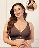Zelena 92% Cotton 8% Lycra Woven Solid Adjustable Strap Soft & Stretchable Nursing Bra - Brown
