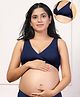 Zelena 95% Modal 5% Elastane Woven Solid Maternity Padded Bra - Navy Blue