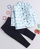Lil Homies Jacquard Woven Full Sleeves Tie Dye Blazer With Pant Set - Blue