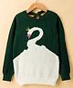 Yellow Apple knit Full Sleeves Pullover Sweater With Bird Design - Green