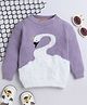 Yellow Apple Knit Full Sleeves Pullover Sweater With Bird Design - Lilac