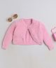 Yellow Apple Knitted Full Sleeves Solid Woollen Poncho - Pink