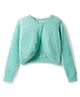 Yellow Apple Knitted Full Sleeves Solid Woollen Poncho - Sea Green