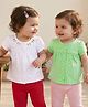 Babyoye 100% Cotton Interlock Knit Eco Conscious Half Sleeves Jhablas With Eco Jiva Finish, Polka & Bow Print Pack of 2 - Green & White