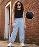 OLLINGTON ST. Cotton Lycra Rib Sleeveless Top & Twill Pants - Black & Blue