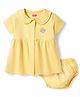 Babyhug Interlock Knit Half Sleeves Frock with Bloomer & Fruit Print - Yellow