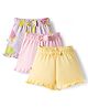 Bonfino 100% Cotton Knit Shorts with Ice Cream Print & Bow Applique Pack of 3 - Purple Pink & Yellow