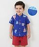 Mark & Mia knit Half Sleeves Printed Shirt And Shorts Set With Boat Print - Multicolor