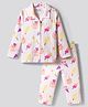 Bonfino 100% Cotton Knit Full Sleeves Co-ords Shirt & Pajama Night Suit with Popsicle Print - White