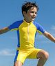 Pine Active Raglan Half Sleeves Solid Legged Swimsuit - Yellow