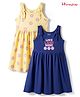 Honeyhap Premium 100% Cotton Knit with Bio Finish Sleeveless Floral Printed Frocks Pack of 2 - Popcorn & Limoges