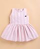 KIDZELLO Cotton Woven Sleeveless Striped Dress - Peach