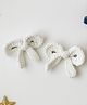 Bobbles & Scallops Bow Applique Detailed Alligator Clips - White